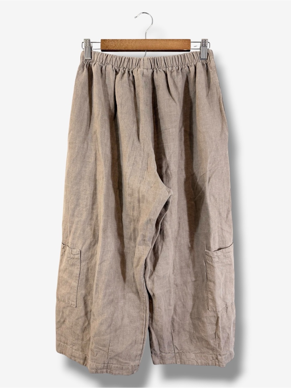 Bryn Walker Wide Leg Crop Linen Pants XS Light Taupe Brown Lagenlook Minimalist - Picture 6 of 9